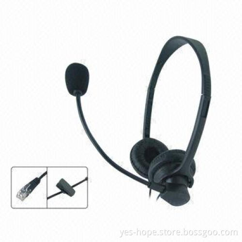 Lightweight Telephone Headset with RJ11 Plug